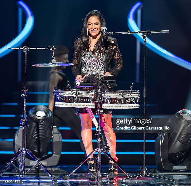 Sheila E. Performs onstage during 2015 'Black Girls Rock!' BET Special at NJ Performing Arts Center on March 28, 2015 in Newark, New Jersey.
