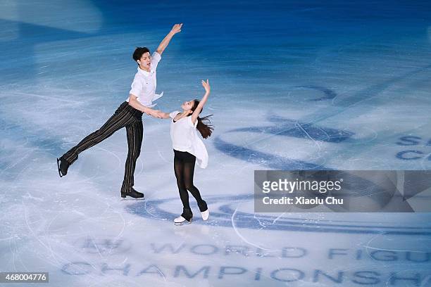 Shiyue Wang and Xinyu Liu of China perform during the Exhibition Program on day five of the 2015 ISU World Figure Skating Championships at Shanghai...
