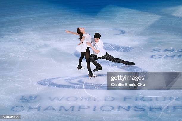 Shiyue Wang and Xinyu Liu of China perform during the Exhibition Program on day five of the 2015 ISU World Figure Skating Championships at Shanghai...