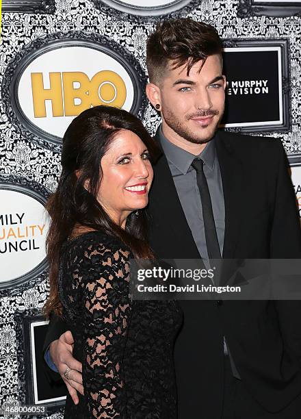 Recording artist Adam Lambert and mother Leila Lambert attend the Family Equality Council's Annual Los Angeles Awards Dinner at The Globe Theatre on...