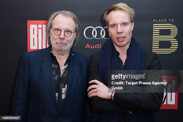 Benny Andersson and his son Ludvig Andersson attend the BILD 'Place to B' Party at Grill Royal on February 8, 2014 in Berlin, Germany.