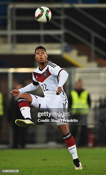 Serge Gnabry of Germany in action during a U21 International friendly match between U21 Germany and U21 Italy on March 27, 2015 in Paderborn, Germany.