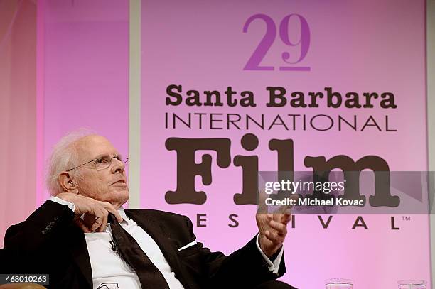 Actor Bruce Dern is interviewed onstage at The Santa Barbara International Film Festival at the Arlington Theatre on February 8, 2014 in Santa...