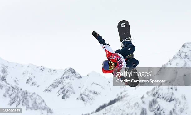 Aimee Fuller of Great Britain competes in the Women's Snowboard Slopestyle Semifinals during day two of the Sochi 2014 Winter Olympics at Rosa Khutor...