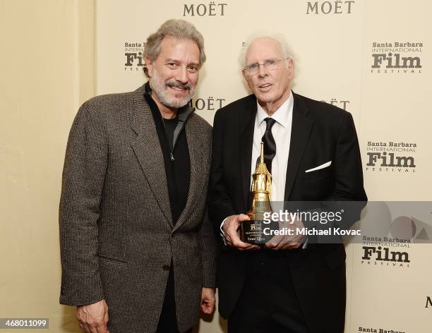 Board president Doug Stone and honoree Bruce Dern visit The Moet & Chandon Lounge at The Santa Barbara International Film Festival at the Arlington...