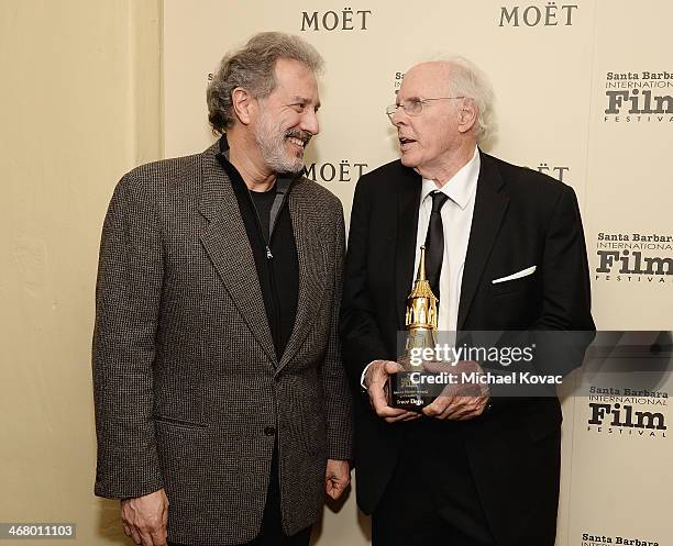 Board president Doug Stone and honoree Bruce Dern visit The Moet & Chandon Lounge at The Santa Barbara International Film Festival at the Arlington...