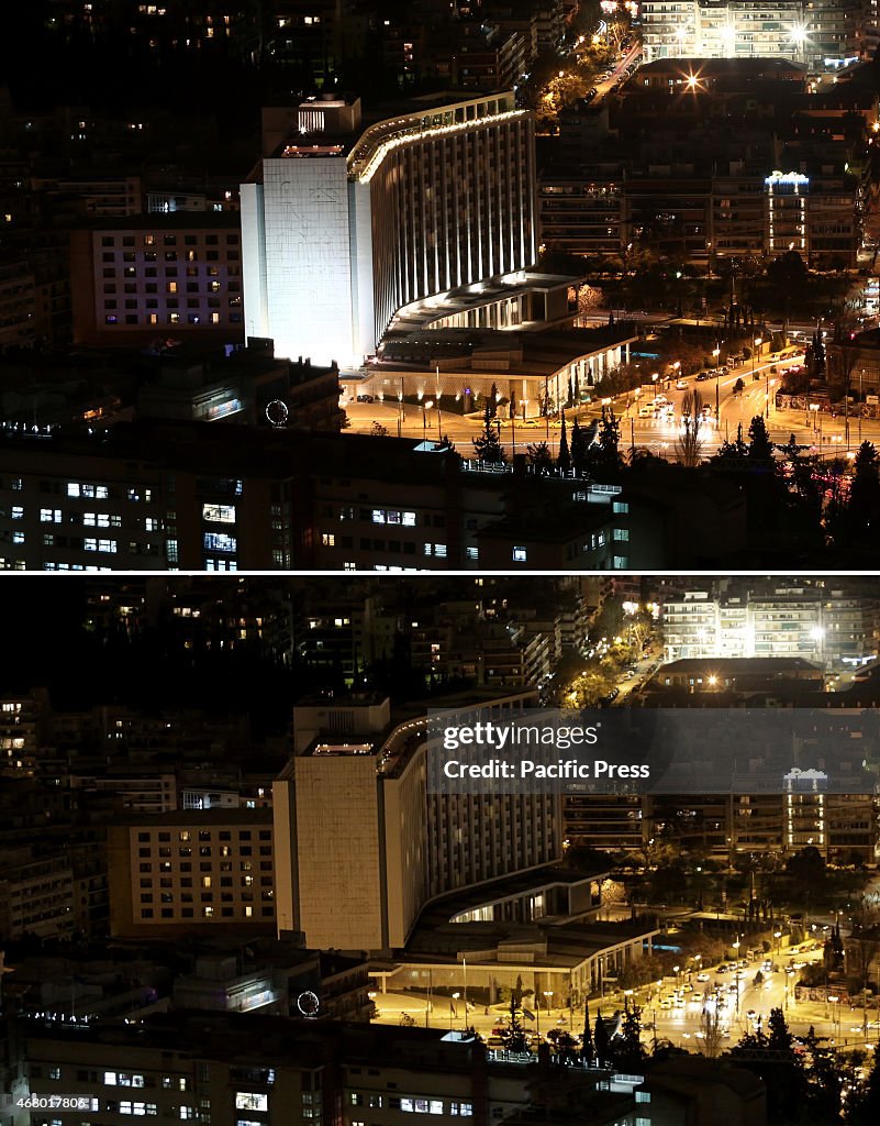 Lights went out during the Earth Hour initiative in Athens.