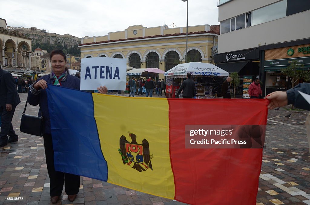 Demonstrators hold messages that want a better future for...