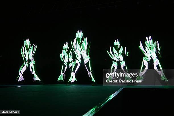 Group of dancers, with LED lights, start their routine at the Quezon City Circle. Hundreds of participants danced the Zumba at the Quezon City...