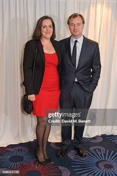 Emma Thomas and Christopher Nolan attend the Jameson Empire Awards 2015 at Grosvenor House on March 29, 2015 in London, England.