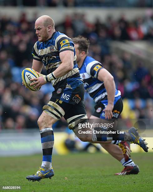 Matt Garvey of Bath during the Aviva Premiership match between London Welsh and Bath Rugby at Kassam Stadium on March 29, 2015 in Oxford, England.