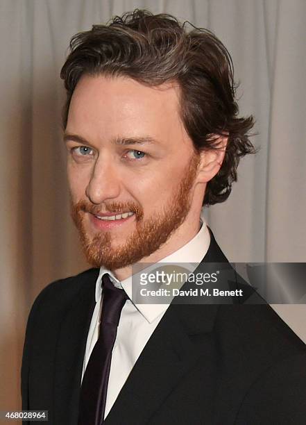 James McAvoy poses in the Winners Room at the Jameson Empire Awards 2015 at Grosvenor House on March 29, 2015 in London, England.