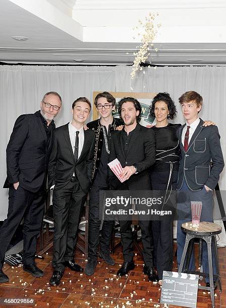 Liam Cunningham, Dean-Charles Chapman, Isaac Hempstead-Wright, Kit Harington, Indira Varma and Thomas Brodie-Sangster winners of the Empire Hero...