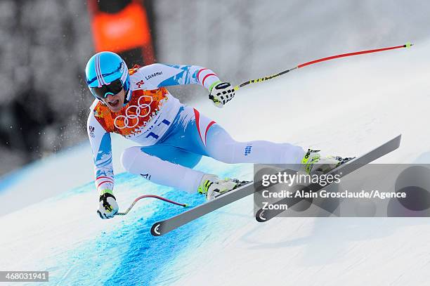 Matthias Mayer of Austria takes the gold medal during the Alpine Skiing Men's Downhill at the Sochi 2014 Winter Olympic Games at Rosa Khutor Alpine...