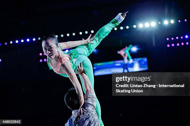 Wenjing Sui and Cong Han of China during the Exhibition Program on day five of the 2015 ISU World Figure Skating Championships at Shanghai Oriental...