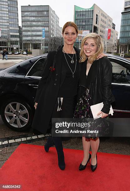 Esther Schweins and Lilian Prent attend the German premiere of the film 'Mara und der Feuerbringer' at Cinedom on March 29, 2015 in Cologne, Germany.