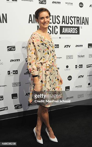 Miriam Stein poses for a photograph during the Amadeus Austrian Music Awards 2015 at Volkstheater on March 29, 2015 in Vienna, Austria.
