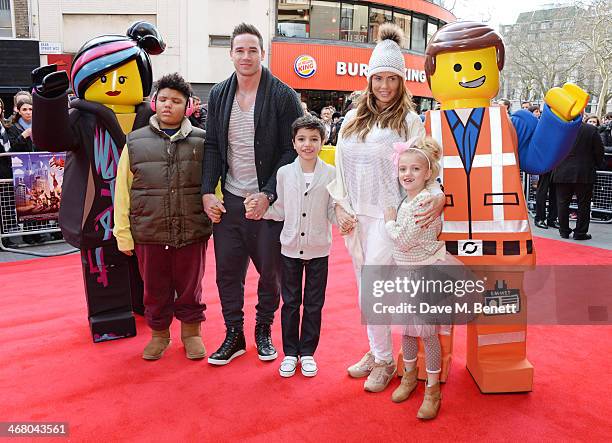 Harvey Price, Kieran Hayler, Junior Andre, Katie Price and Princess Andre attend a VIP screening of "The Lego Movie" at the Vue West End on February...