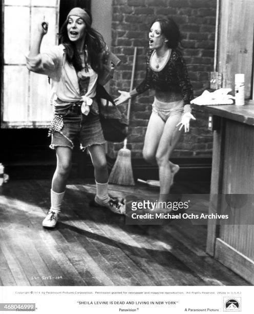 Actresses Jeannie Berlin and Rebecca Dianna Smith on set of the movie "Sheila Levine Is Dead and Living in New York" , circa 1975.