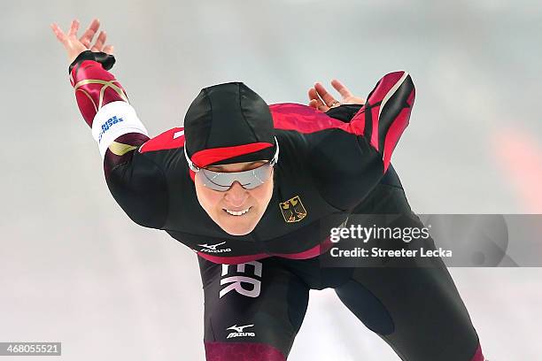 Claudia Pechstein of Germany competes during the Women's 3000m Speed Skating event during day 2 of the Sochi 2014 Winter Olympics at Adler Arena...