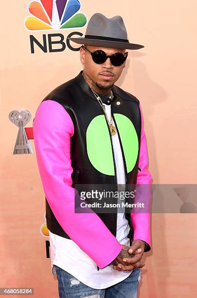 Singer Chris Brown attends the 2015 iHeartRadio Music Awards which broadcasted live on NBC from The Shrine Auditorium on March 29, 2015 in Los...