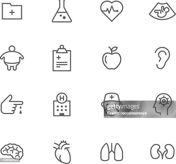 icon set, medicine - lungs vector file stock illustrations
