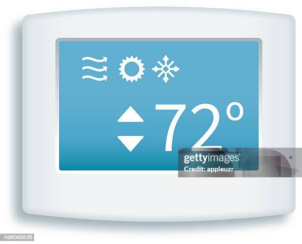 digital touchscreen-thermostat - kontrollraum stock-grafiken, -clipart, -cartoons und -symbole