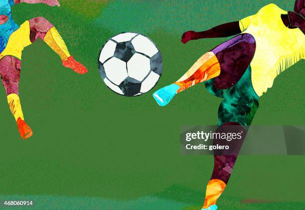 kicking the ball - soccer practice stock illustrations