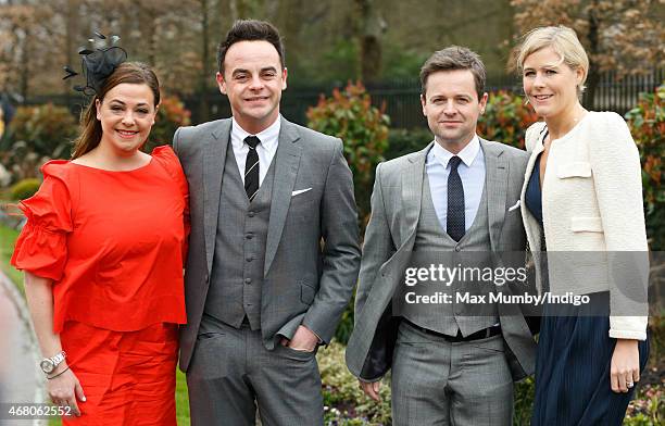 Lisa Armstrong, Anthony McPartlin, Declan Donnelly and Ali Astall attend The Prince's Countryside Fund Raceday at Ascot Racecourse on March 29, 2015...