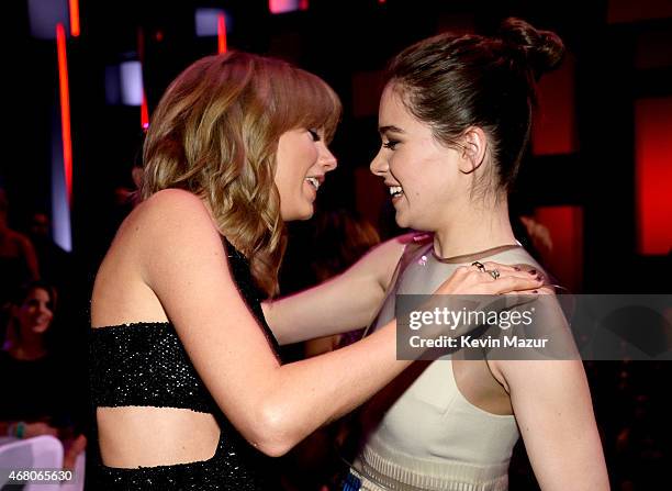 Singer Taylor Swift and actress Hailee Steinfeld attend the 2015 iHeartRadio Music Awards which broadcasted live on NBC from The Shrine Auditorium on...