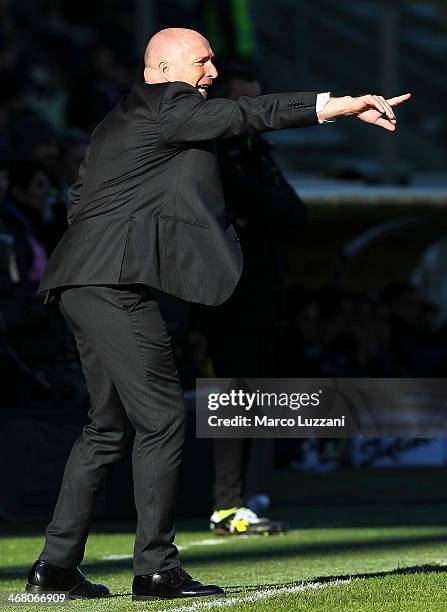 CCalcio Catania manager Rolando Maran issues instructions to his players during the Serie A match between Parma FC and Calcio Catania at Stadio Ennio...