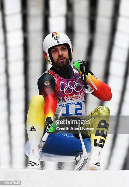 Andi Langenhan of Germany competes during the Men's Luge Singles on Day 2 of the Sochi 2014 Winter Olympics at Sliding Center Sanki on February 9,...