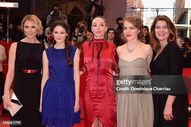 Franziska Weisz, Lea van Acken, Lucie Aron, Anna Brueggemann and Birge Schade attends the 'Stations of the Cross' premiere during 64th Berlinale...