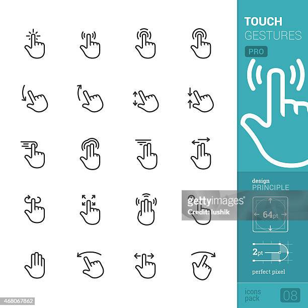 illustrazioni stock, clip art, cartoni animati e icone di tendenza di touch icone vettoriali-pro pack - indice dito umano