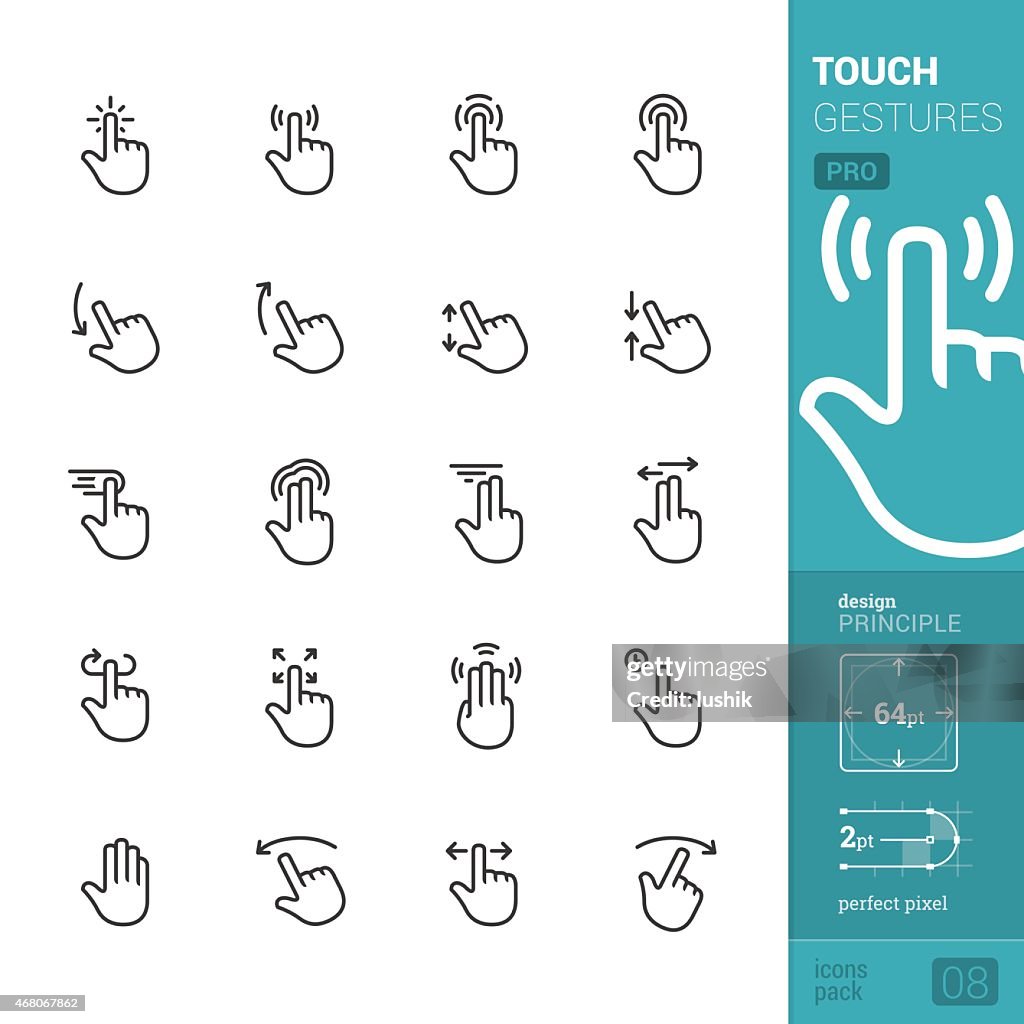 Touch gestures vector icons - PRO pack