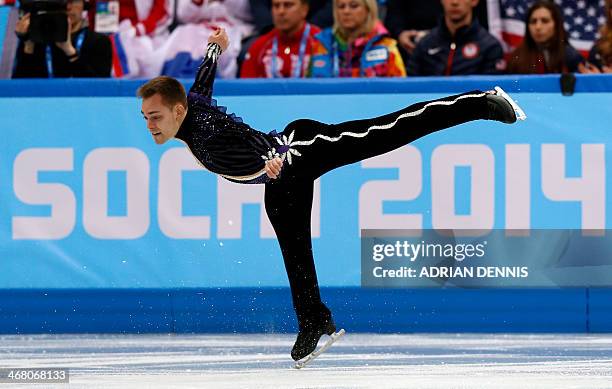 Italy's Paul Bonifacio Parkinson performs in the Men's Figure Skating Team Free Program at the Iceberg Skating Palace during the Sochi Winter...