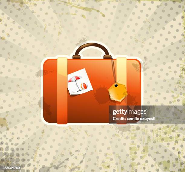suitcase old frame - inflatable ball stock illustrations