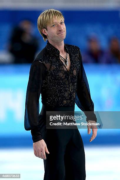 Evgeny Plyushchenko of Russia competes in the Men's Figure Skating Men's Free Skate during day two of the Sochi 2014 Winter Olympics at Iceberg...