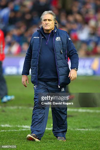 Head Coach of Scotland, Scott Johnson looks on during the RBS Six Nations match between Scotland and England at Murrayfield Stadium on February 8,...