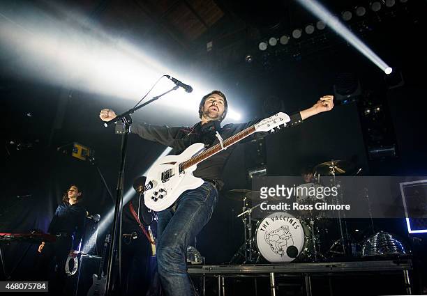 Justin Young of The Vaccines performs on stage at The Old Fruit Market on March 29, 2015 in Glasgow, United Kingdom.