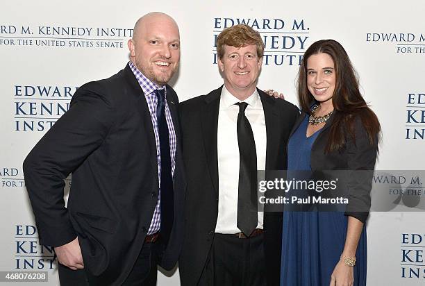 Paul Rieckhoff, Patrick Kennedy, and Lauren Rieckhoff attend the Edward M. Kennedy Institute for the U.S. Senate Opening Night Gala and Dedication on...