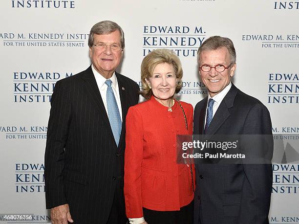 Trent Lott, Kaye Bailey Hutchison and Tom Daschle attend the Edward M. Kennedy Institute for the U.S. Senate Opening Night Gala and Dedication on...