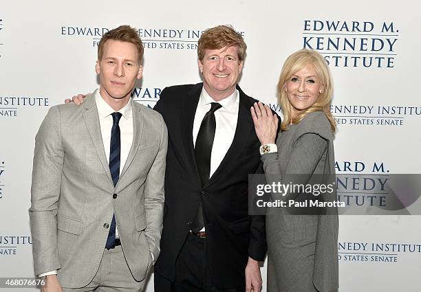 Dustin Lance Black, Patrick Kennedy nd Judith Light attend the Edward M. Kennedy Institute for the U.S. Senate Opening Night Gala and Dedication on...