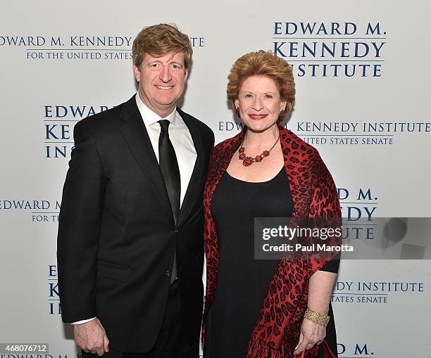 Patrick Kennedy and Debbie Stabenow attend the Edward M. Kennedy Institute for the U.S. Senate Opening Night Gala and Dedication on March 29, 2015 in...