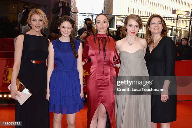 Franziska Weisz, Lea van Acken, Lucie Aron, Anna Brueggemann and Birge Schade attends the 'Stations of the Cross' premiere during 64th Berlinale...