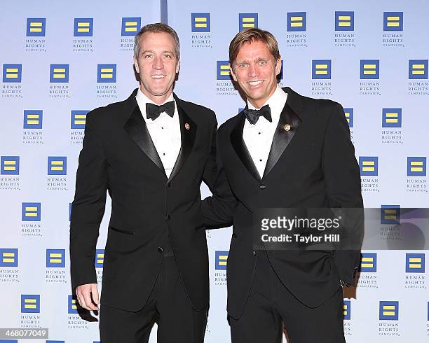 Congressman Sean Patrick Maloney and partner Randy Florke attend Human Rights Campaign's 2014 Greater New York Gala at The Waldorf=Astoria on...