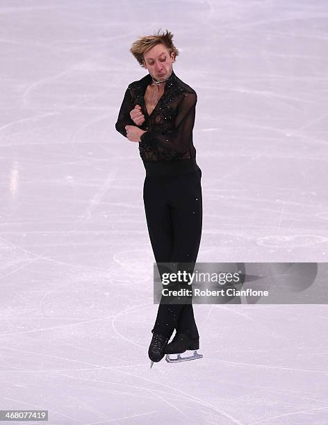 Evgeny Plyushchenko of Russia competes in the Men's Figure Skating Men's Free Skate during day 2 of the Sochi 2014 Winter Olympics at Iceberg Skating...