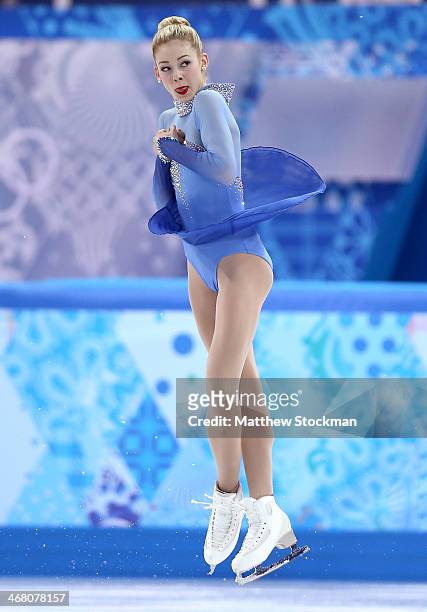 Gracie Gold of the United States competes in the Team Ladies Free Skating during day two of the Sochi 2014 Winter Olympics at Iceberg Skating Palace...