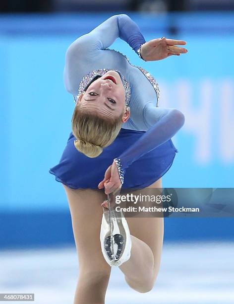 Gracie Gold of the United States competes in the Team Ladies Free Skating during day two of the Sochi 2014 Winter Olympics at Iceberg Skating Palace...