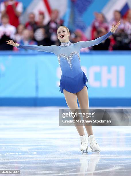 Gracie Gold of the United States competes in the Team Ladies Free Skating during day two of the Sochi 2014 Winter Olympics at Iceberg Skating Palace...